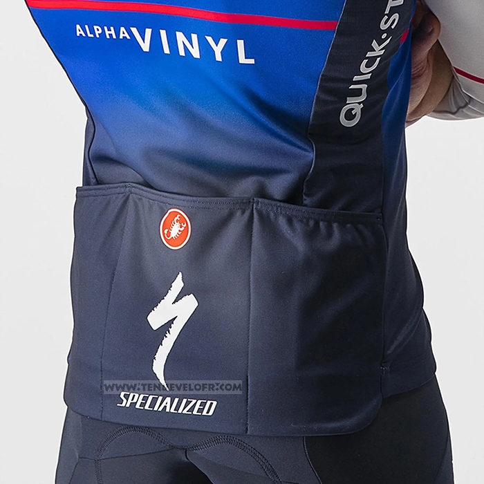 2022 Maillot Cyclisme Deceuninck Quick Step Bleu Blanc Manches Longues et Cuissard